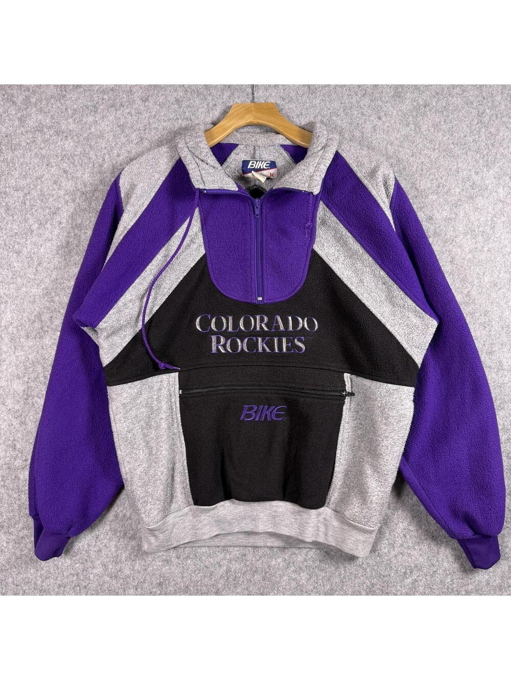 Bike Vintage Colorado Rockies Bike Half Zip Pullover Sweatshirt Colorblock M